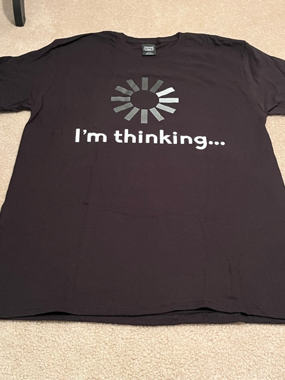 NWOT Hanes Black 'I'm thinking...' Graphic Tee. Size M